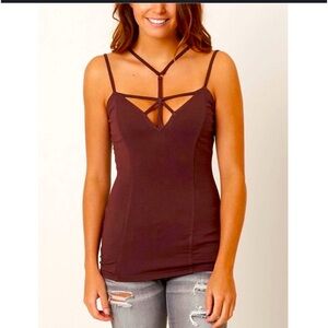 BKE red Buckle Strappy Tank Top in Burgundy Red Size small EUC